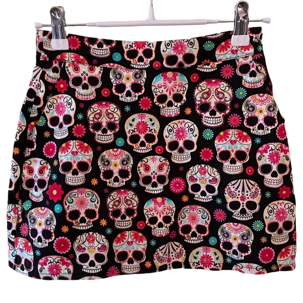Fiveloaves Twofish Girls Day of the Dead Cotton Skort Size XL